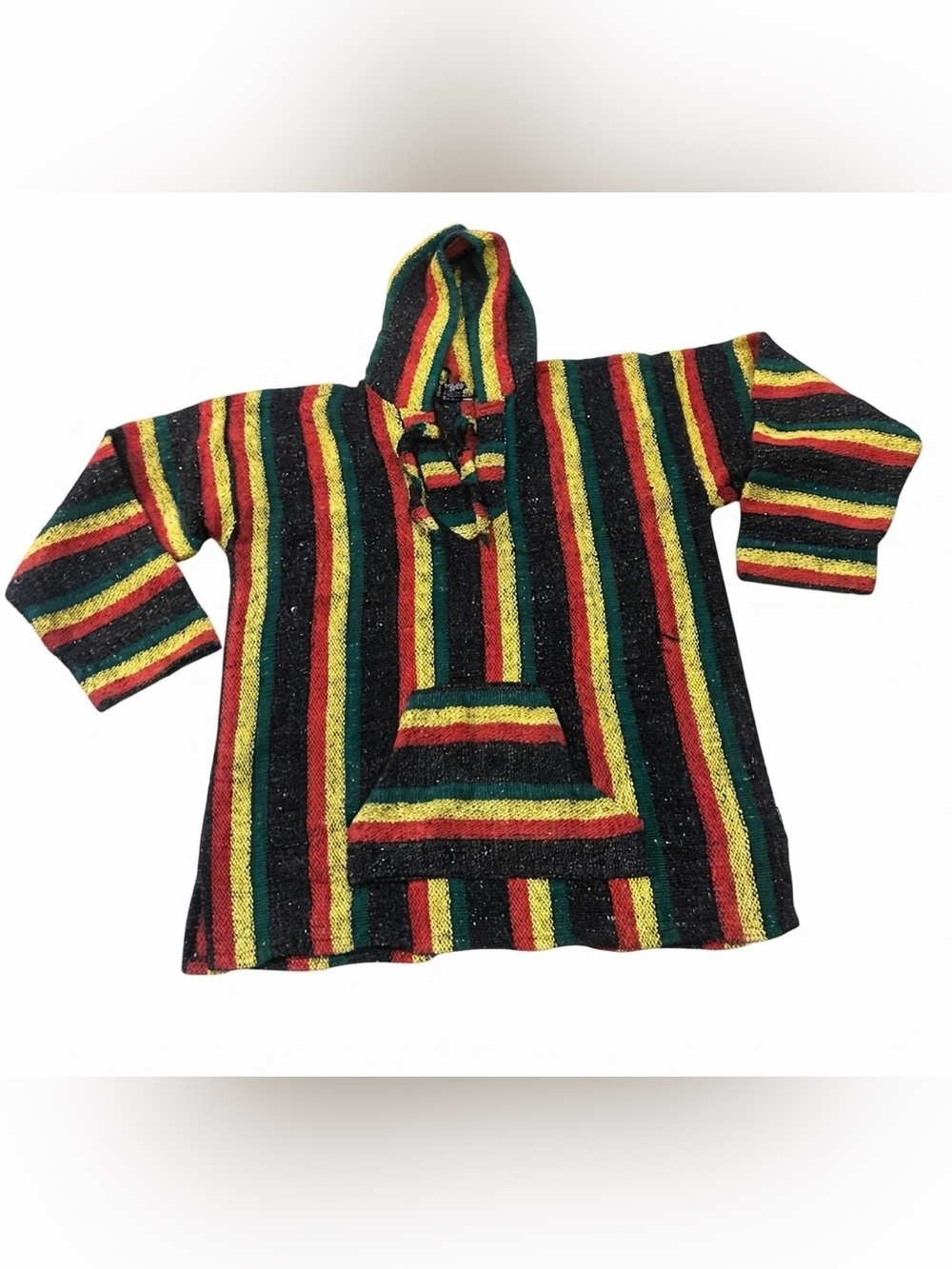Yarima Baja Hoodie XL Rasta Stripe Pullover Eco-Friendly Recycled Cotton